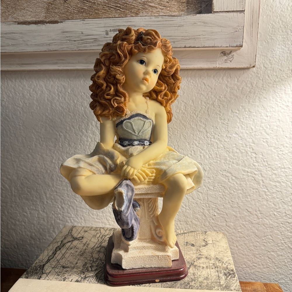 Cute Lovely Curly Hair Dancing Shoes little girl figurine/resin hand painted